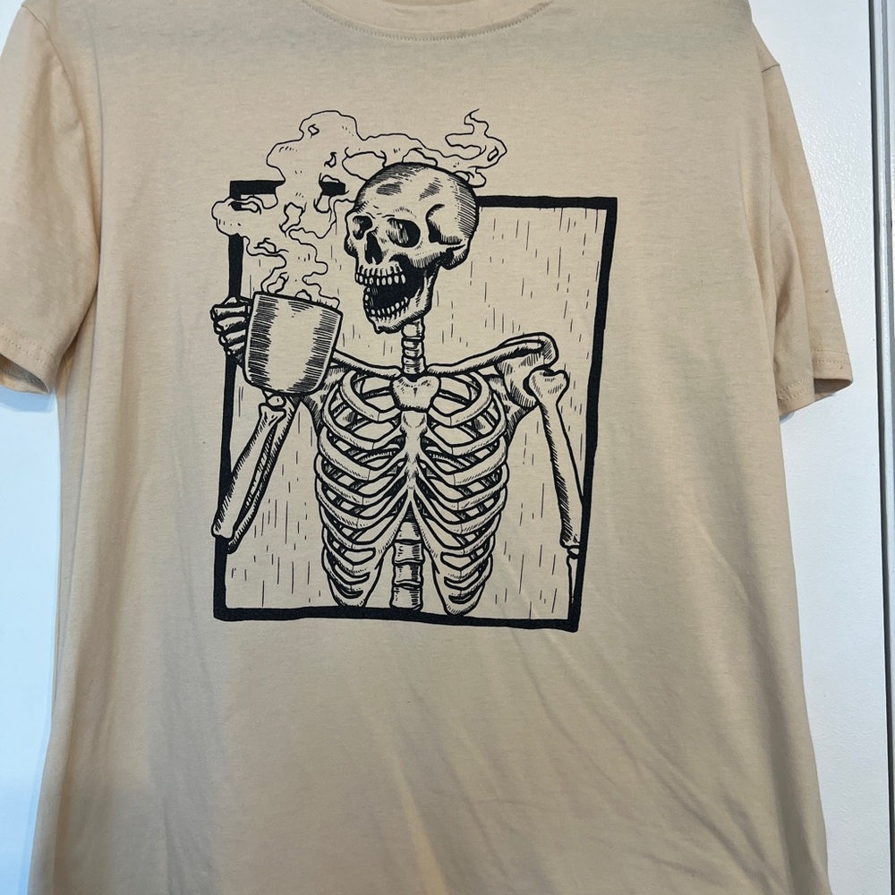 Skeleton Graphic Tan T-Shirt